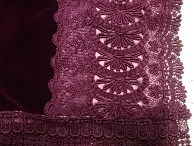  ビロードレース花模様ショール